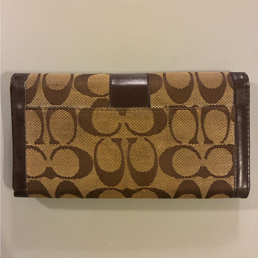 Coach Signature Canvas Wallet in Brown and Tan - Picture 2 of 5